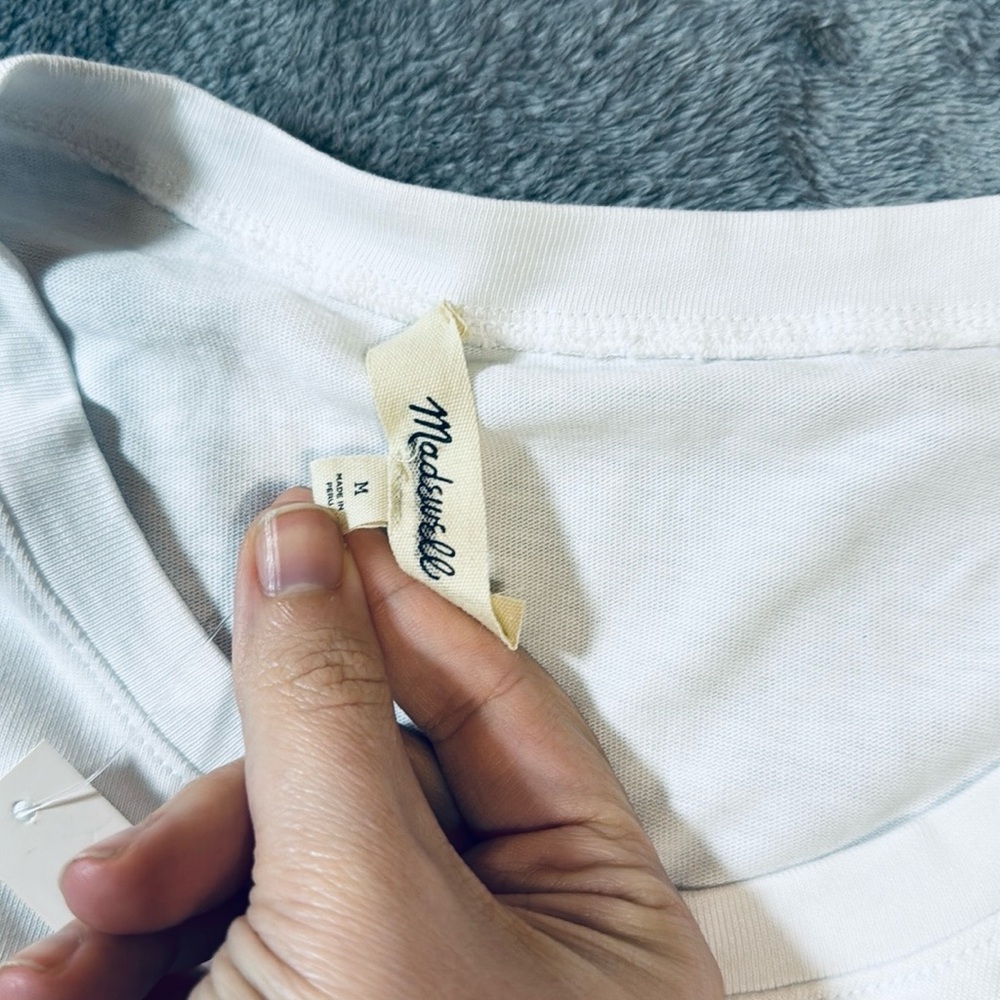 NWT Madewell White Women Slub Boxy-Crop Bella Tee Pima Cotton Causal - Picture 9 of 11